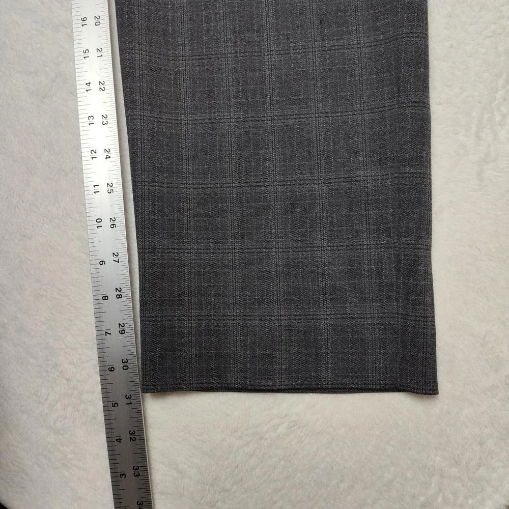 Ballin Pants Mens 38x32 Gray Plaid Dress Slim Tapered Microfiber Flat Stretch‎
